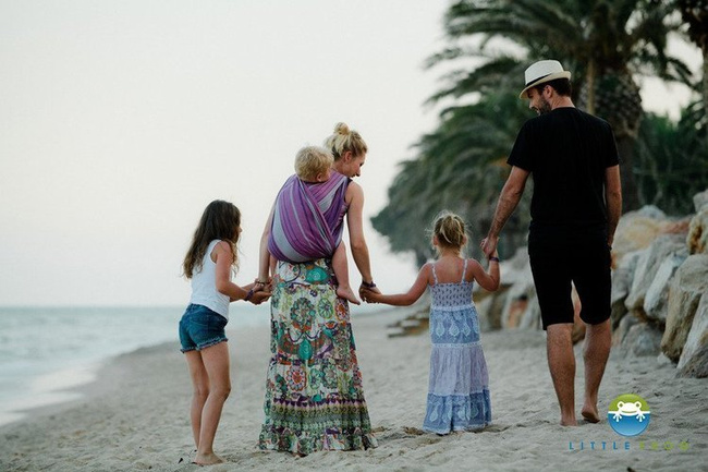 Chusta tkana Little Frog Bambusowy Ametyst