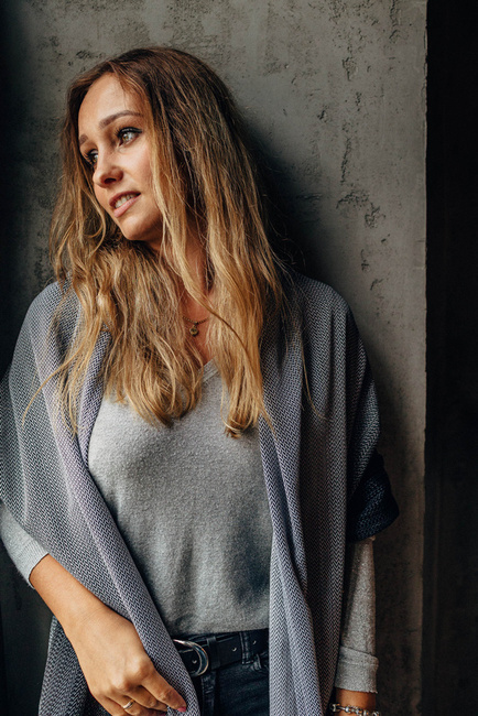 Chustowy Szal LennyLamb - Mała Jodełka Ombre Szary