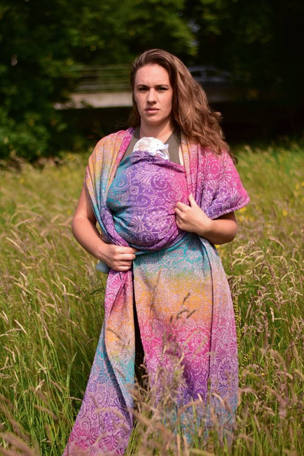 Chusta tkana Yaro Slings - Ava Trinity Sienna Rainbow Linen