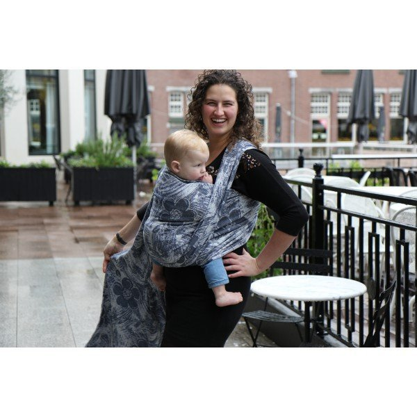 Chusta tkana Yaro Chloe Duo Light-Grey Navy Confetti