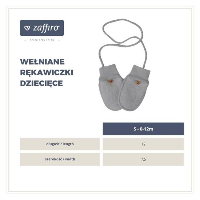 Zaffiro - Rękawiczki dla dorosłych Wełna premium S/M Beige 